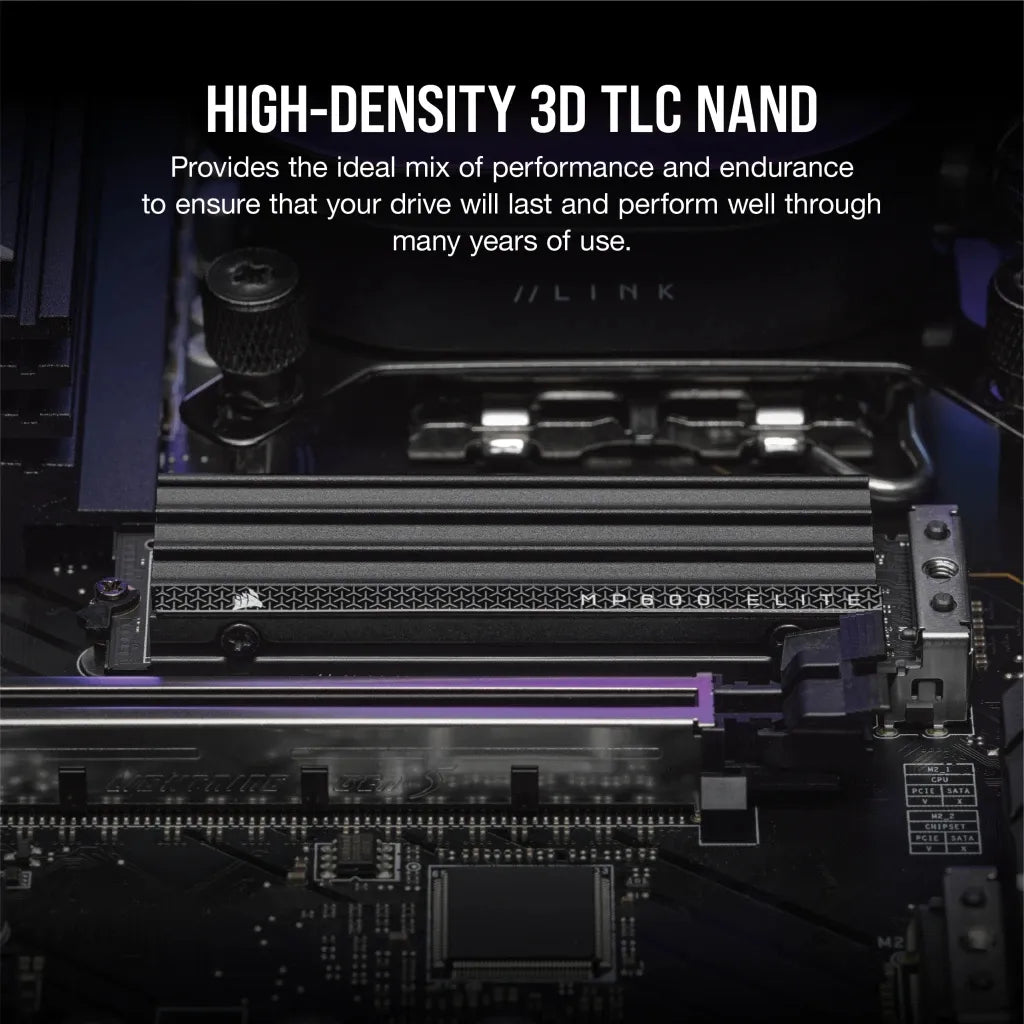 Corsair MP600 ELITE 2TB Gen4 PCIe x4 NVMe M.2 SSD with heatsink; Read Up To 7000MB/s; Write up to 6500MB/s