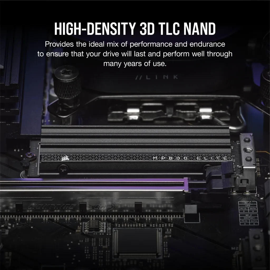 Corsair MP600 ELITE 2TB Gen4 PCIe x4 NVMe M.2 SSD with heatsink; Read Up To 7000MB/s; Write up to 6500MB/s