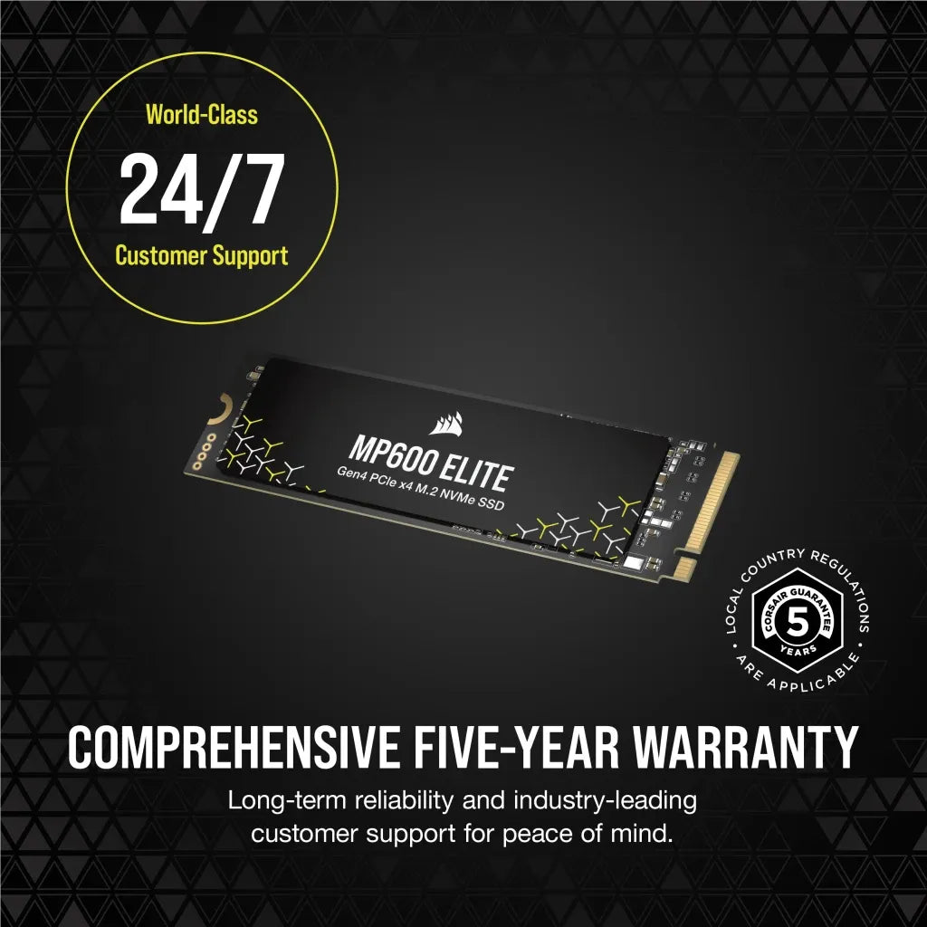 Corsair MP600 ELITE 2TB Gen4 PCIe x4 NVMe M.2 SSD (no heatsink); Read Up To 7000MB/s; Write up to 6500MB/s