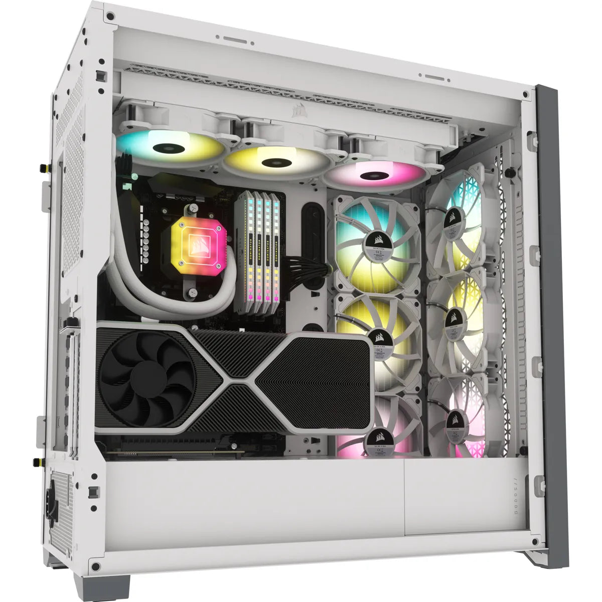 5000D RGB Airflow White Tempered Glass Mid Tower; 2x 3.5'' | 4x 2.5'' Drive Bays; Up to 360mm Radiator; 3x 120mm fan incl