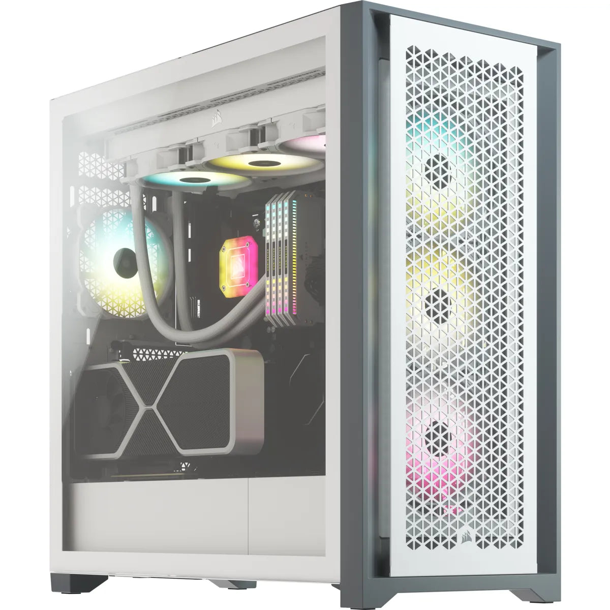 5000D RGB Airflow White Tempered Glass Mid Tower; 2x 3.5'' | 4x 2.5'' Drive Bays; Up to 360mm Radiator; 3x 120mm fan incl