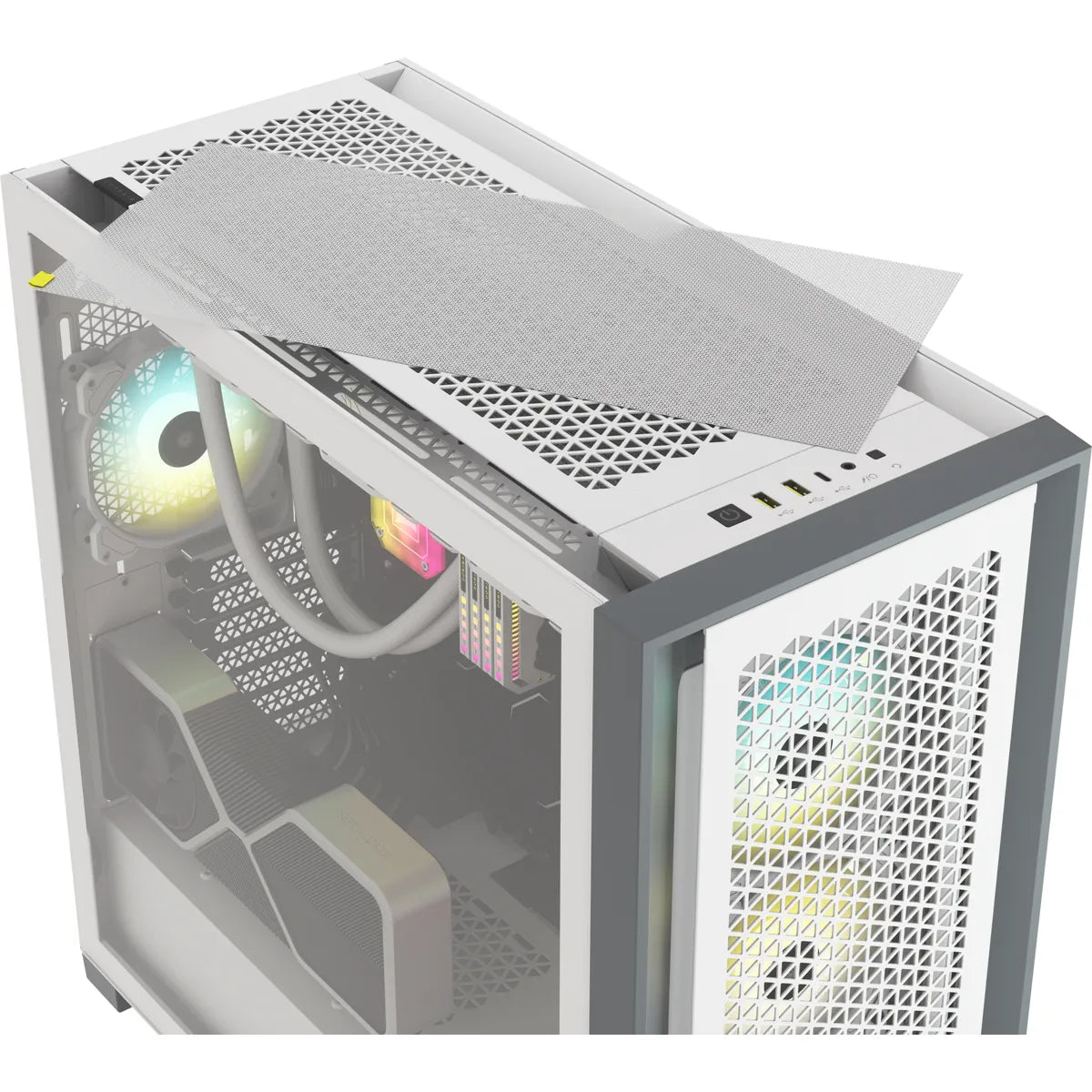 5000D RGB Airflow White Tempered Glass Mid Tower; 2x 3.5'' | 4x 2.5'' Drive Bays; Up to 360mm Radiator; 3x 120mm fan incl