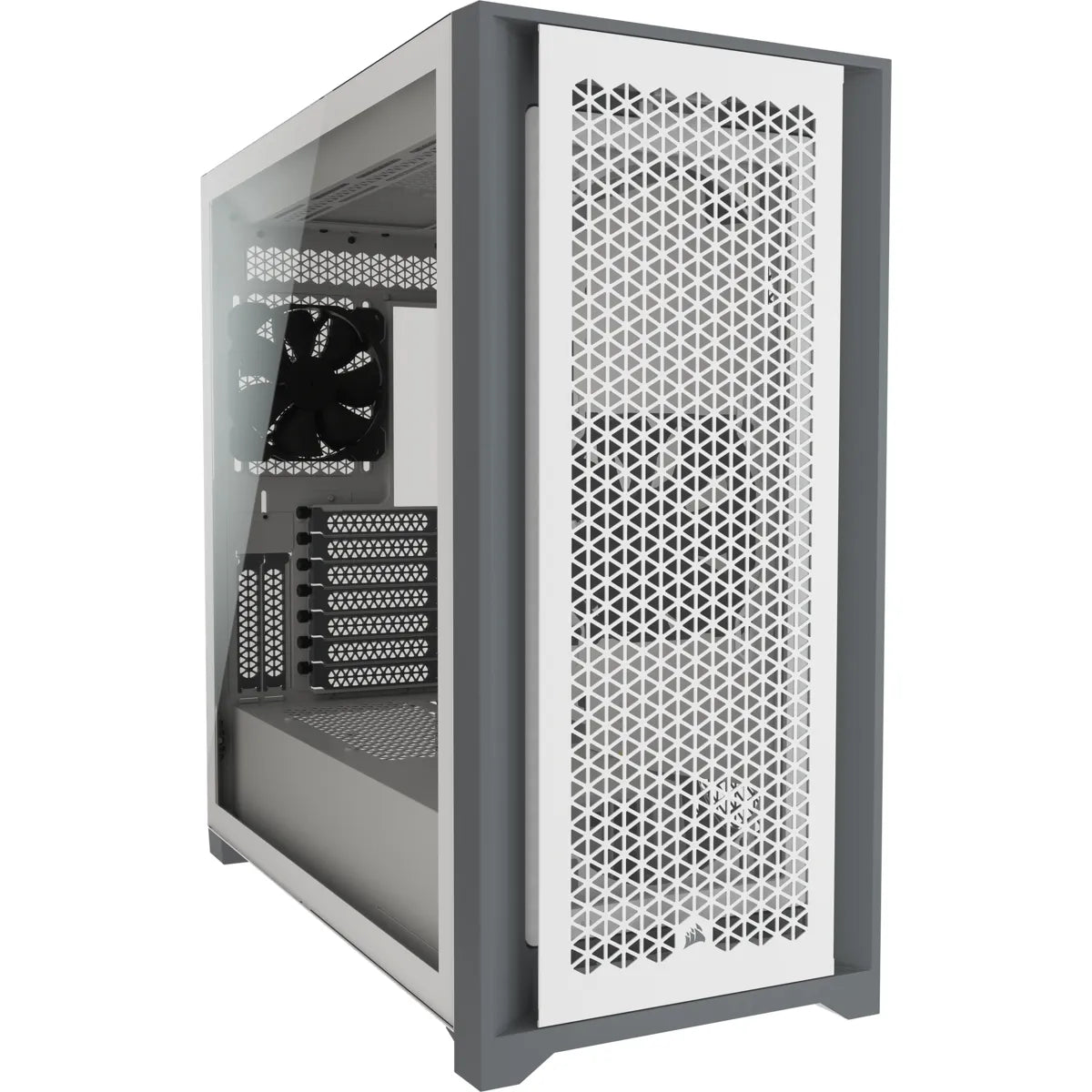 5000D RGB Airflow White Tempered Glass Mid Tower; 2x 3.5'' | 4x 2.5'' Drive Bays; Up to 360mm Radiator; 3x 120mm fan incl