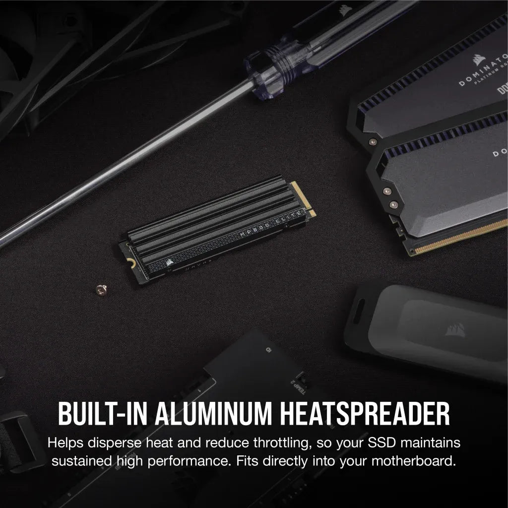 Corsair MP600 ELITE 2TB Gen4 PCIe x4 NVMe M.2 SSD with heatsink; Read Up To 7000MB/s; Write up to 6500MB/s