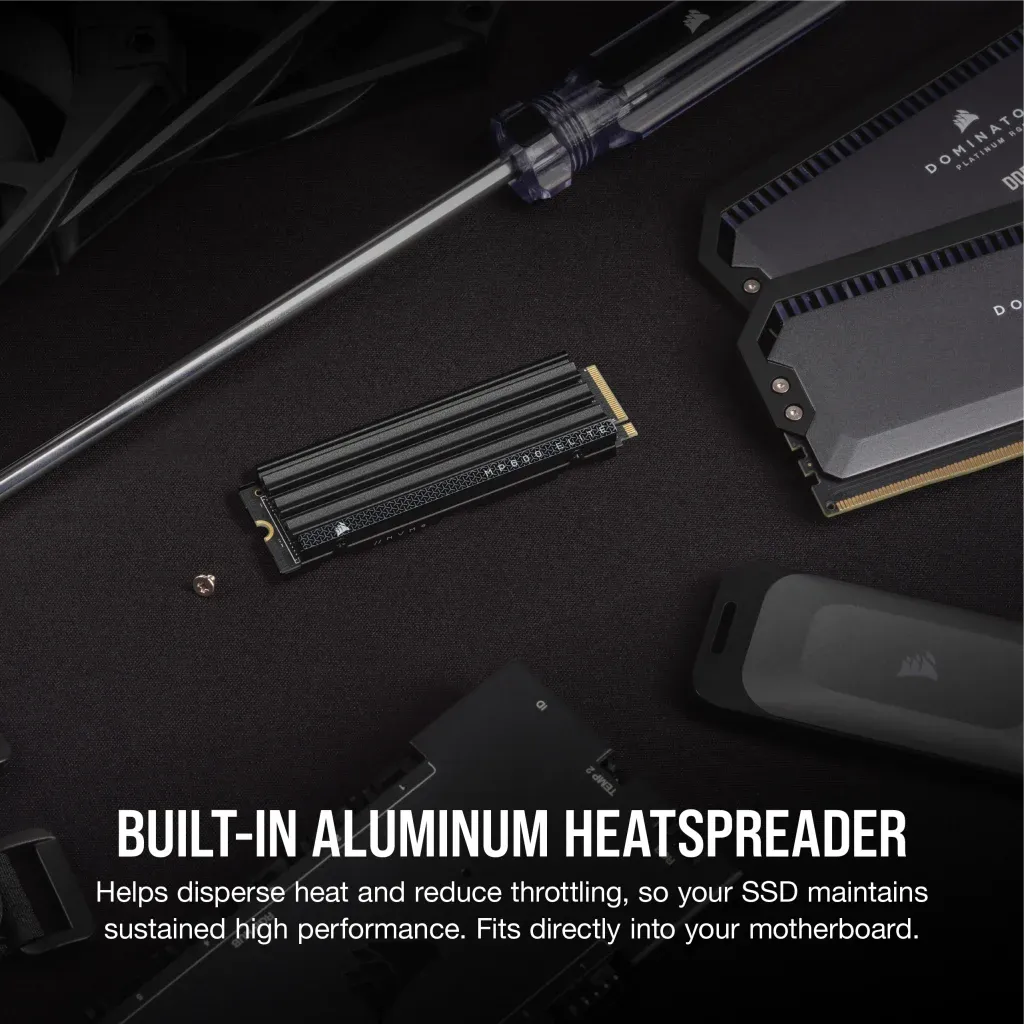 Corsair MP600 ELITE 2TB Gen4 PCIe x4 NVMe M.2 SSD with heatsink; Read Up To 7000MB/s; Write up to 6500MB/s