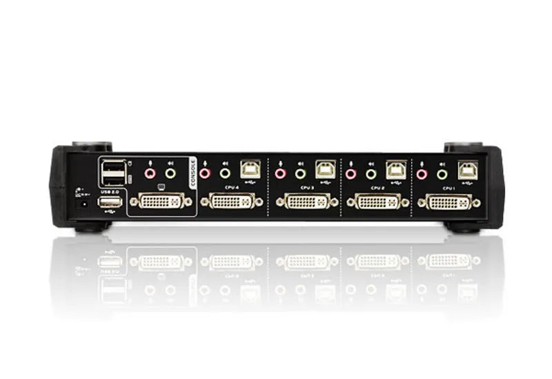 ATEN 4-Port USB2.0 DVI/Audio KVMP Switch/W/(US/EU/OUT) ADP. ATEN; Cables Included