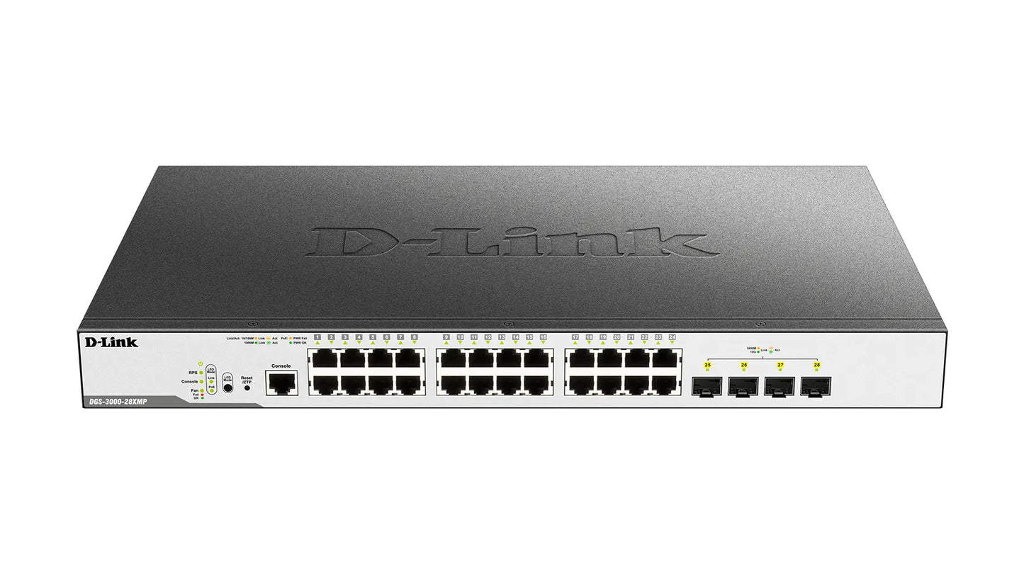 D-Llink 24-Ports 10/100/1000Mbps PoE + 4 SFP+ ports Managed Metro Ethernet Switch