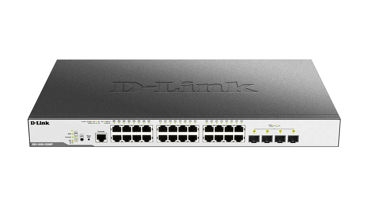 D-Llink 24-Ports 10/100/1000Mbps PoE + 4 SFP+ ports Managed Metro Ethernet Switch