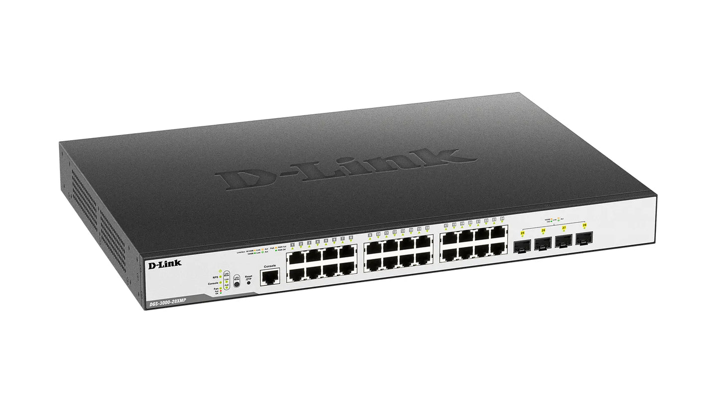 D-Llink 24-Ports 10/100/1000Mbps PoE + 4 SFP+ ports Managed Metro Ethernet Switch
