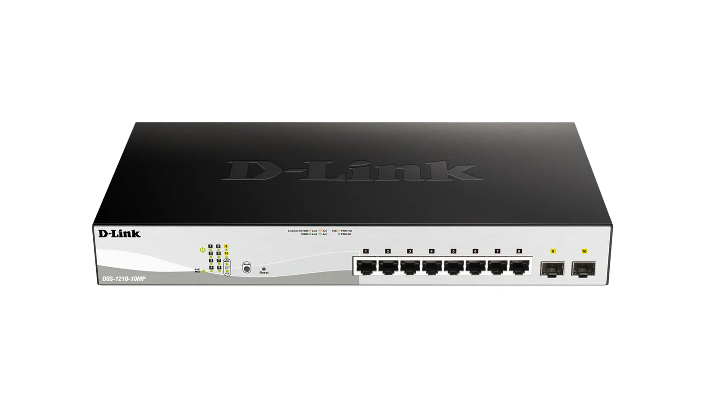 D-LINK 8-ports 10/100/1000Base-T PoE Smart Switch plus 2 SFP ports - 130W PoE budget