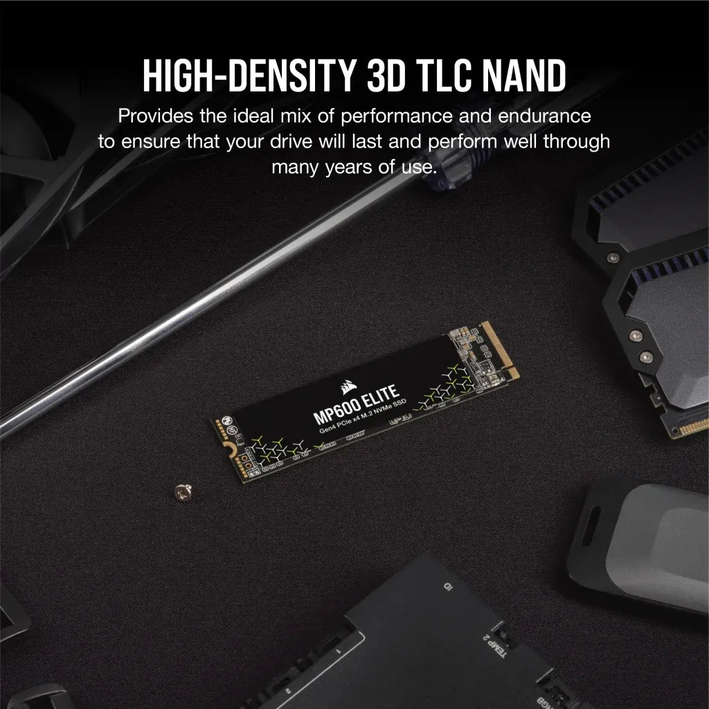 Corsair MP600 ELITE 2TB Gen4 PCIe x4 NVMe M.2 SSD (no heatsink); Read Up To 7000MB/s; Write up to 6500MB/s