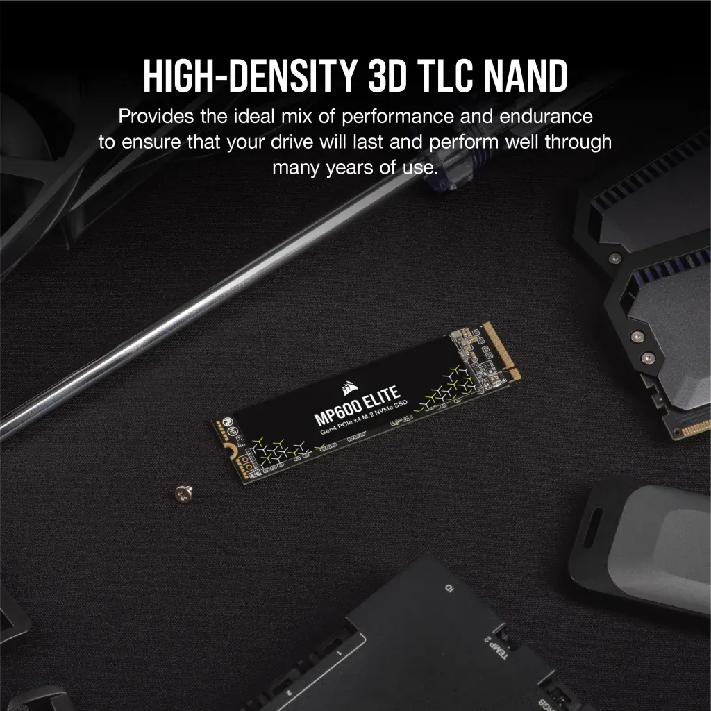 Corsair MP600 ELITE 2TB Gen4 PCIe x4 NVMe M.2 SSD (no heatsink); Read Up To 7000MB/s; Write up to 6500MB/s