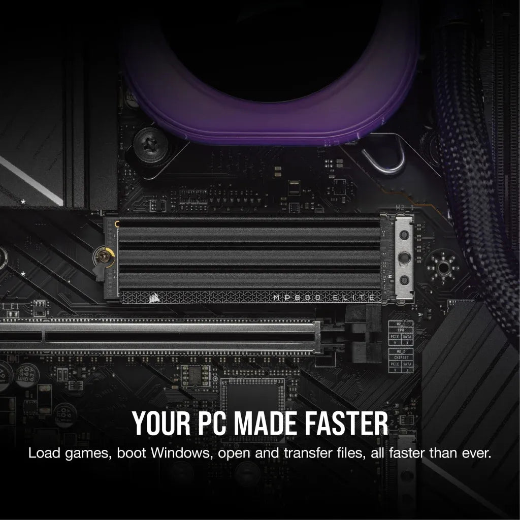 Corsair MP600 ELITE 2TB Gen4 PCIe x4 NVMe M.2 SSD with heatsink; Read Up To 7000MB/s; Write up to 6500MB/s