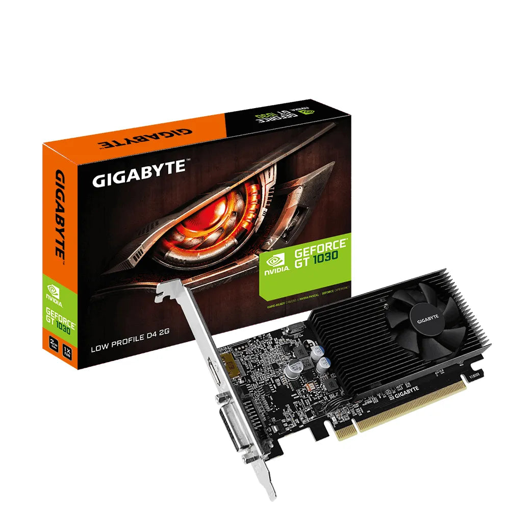 GIGABYTE nVidia GeForce GT 1030 - 2GB GDDR4; 64-Bit Memory Bus; PCI Express 2.0; 1x Dual-Link DVI-D; 1x HDMI; Low Profile