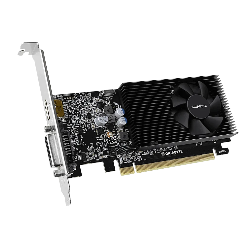 GIGABYTE nVidia GeForce GT 1030 - 2GB GDDR4; 64-Bit Memory Bus; PCI Express 2.0; 1x Dual-Link DVI-D; 1x HDMI; Low Profile