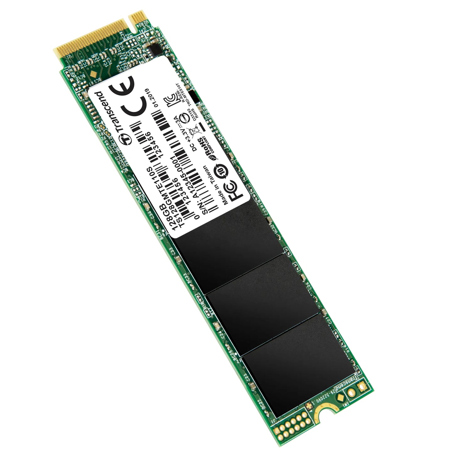 TRANSCEND 128GB MTE110S PCI-E GEN 3x4 M.2 2280 SSD 3D TLC - 1500 MB/s Read 550 MB/s Write - 50 TBW