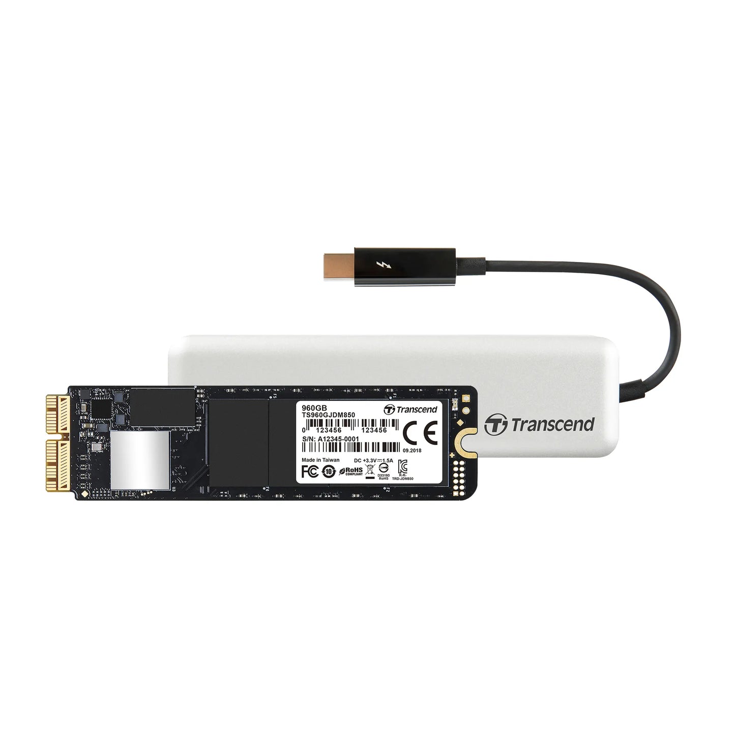 TRANSCEND 960G JETDRIVE 855 NVME PCI-3 SSD UPGRADE KIT FOR MAC WITH PCI-E THUNDERBOLT ENCLOSURE