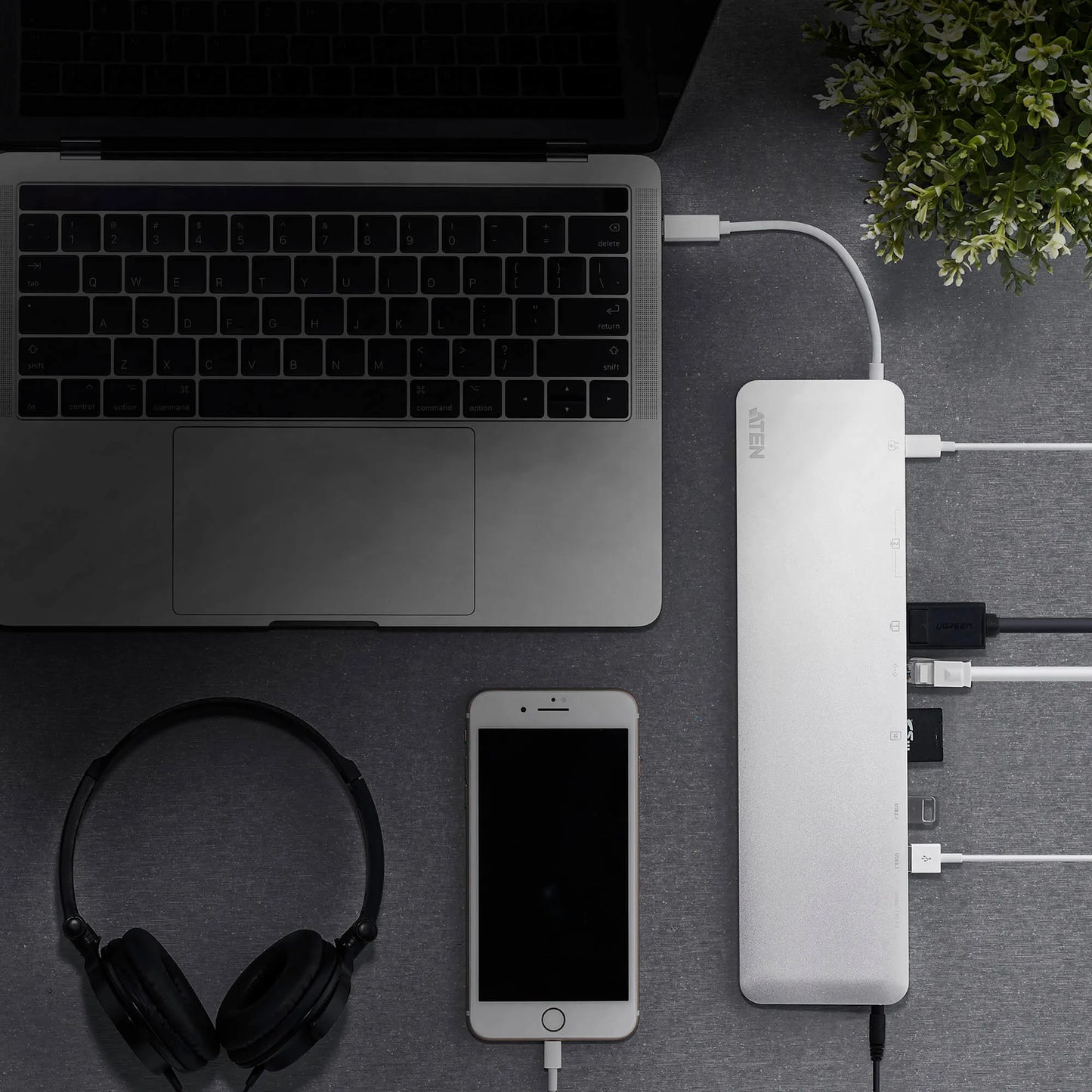 ATEN Dock; USB-C Multiport Dock with Power Pass-Through.