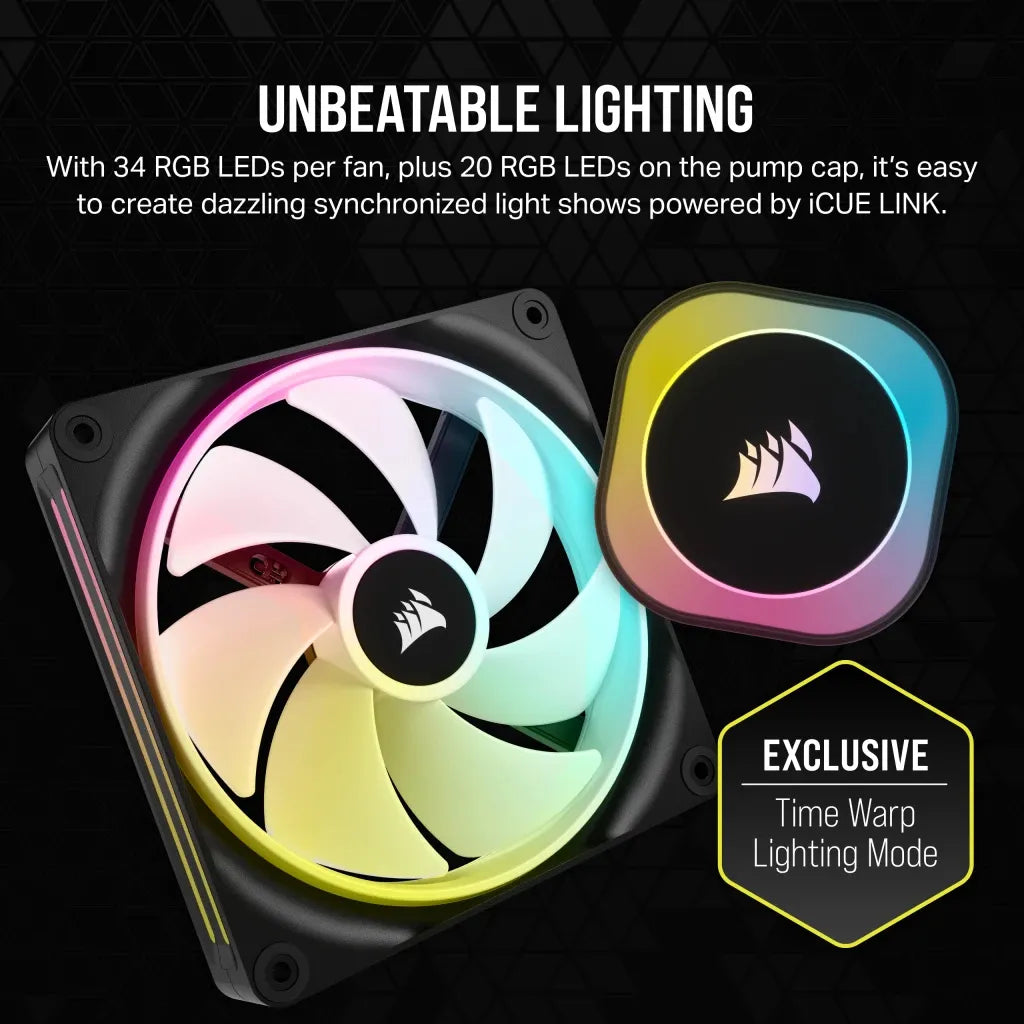 Corsair iCUE LINK H115i RGB Liquid CPU Cooler - QX140 RGB Fans - 280mm Radiator - Fits Intel® LGA 1700; AMD® AM5 - Hub included