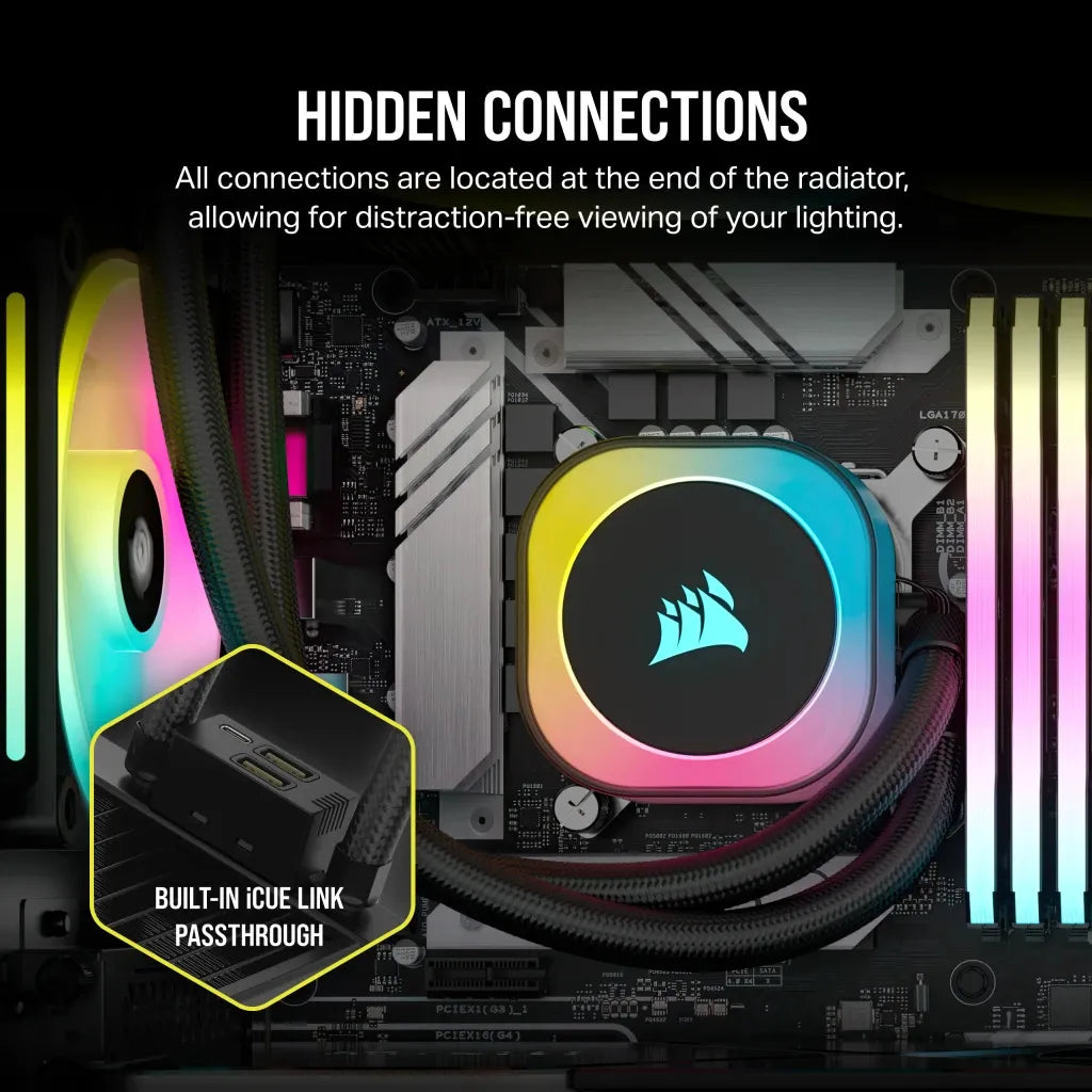 Corsair iCUE LINK H115i RGB Liquid CPU Cooler - QX140 RGB Fans - 280mm Radiator - Fits Intel® LGA 1700; AMD® AM5 - Hub included
