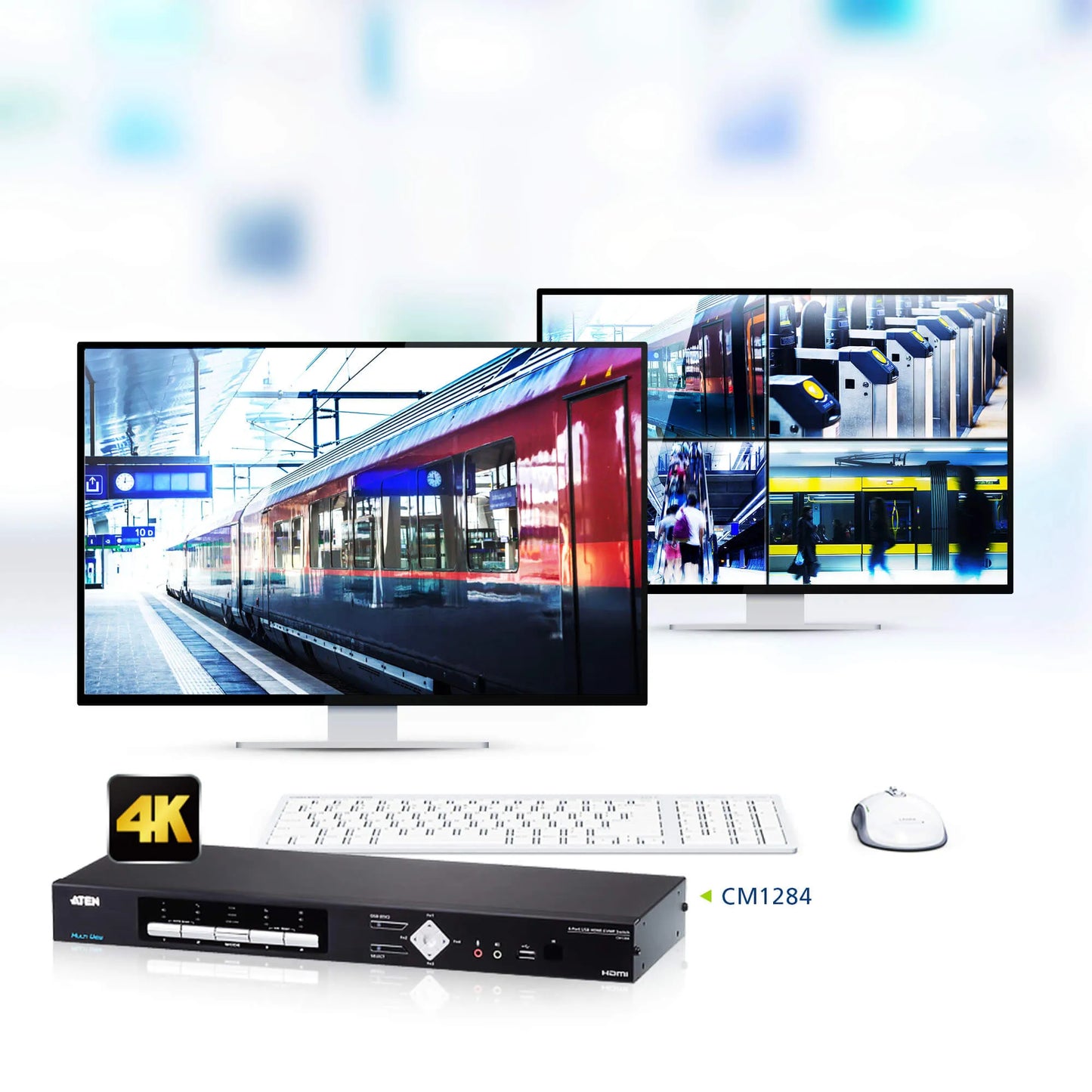 ATEN 4-Port USB HDMI Multi-View KVMP Switch. (inlc. cables & Rack kit)