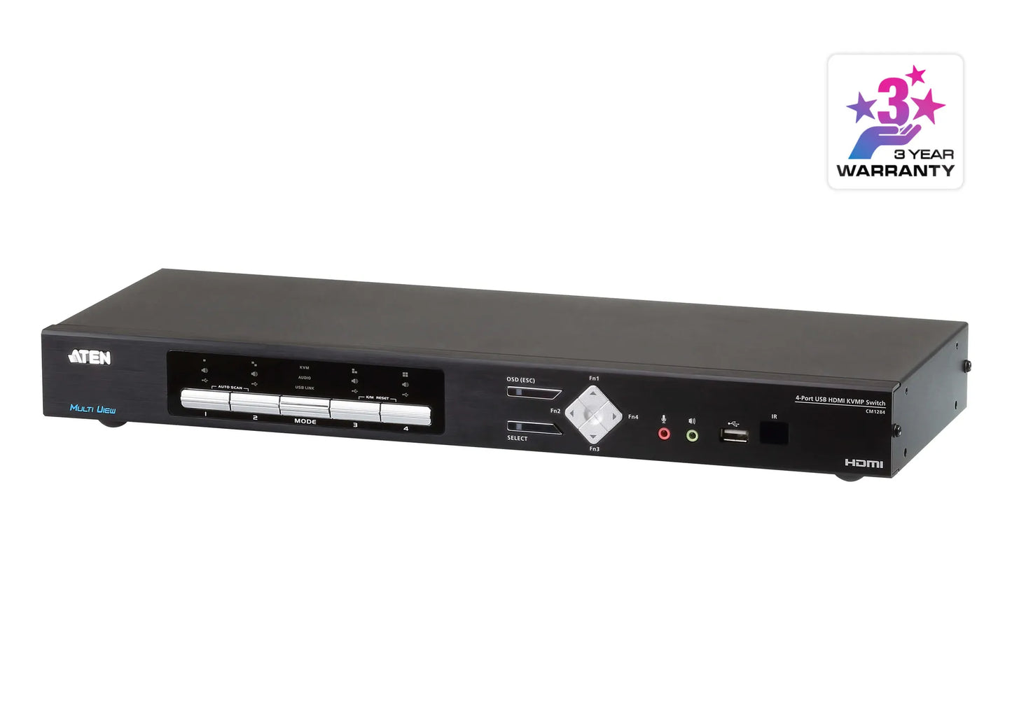 ATEN 4-Port USB HDMI Multi-View KVMP Switch. (inlc. cables & Rack kit)