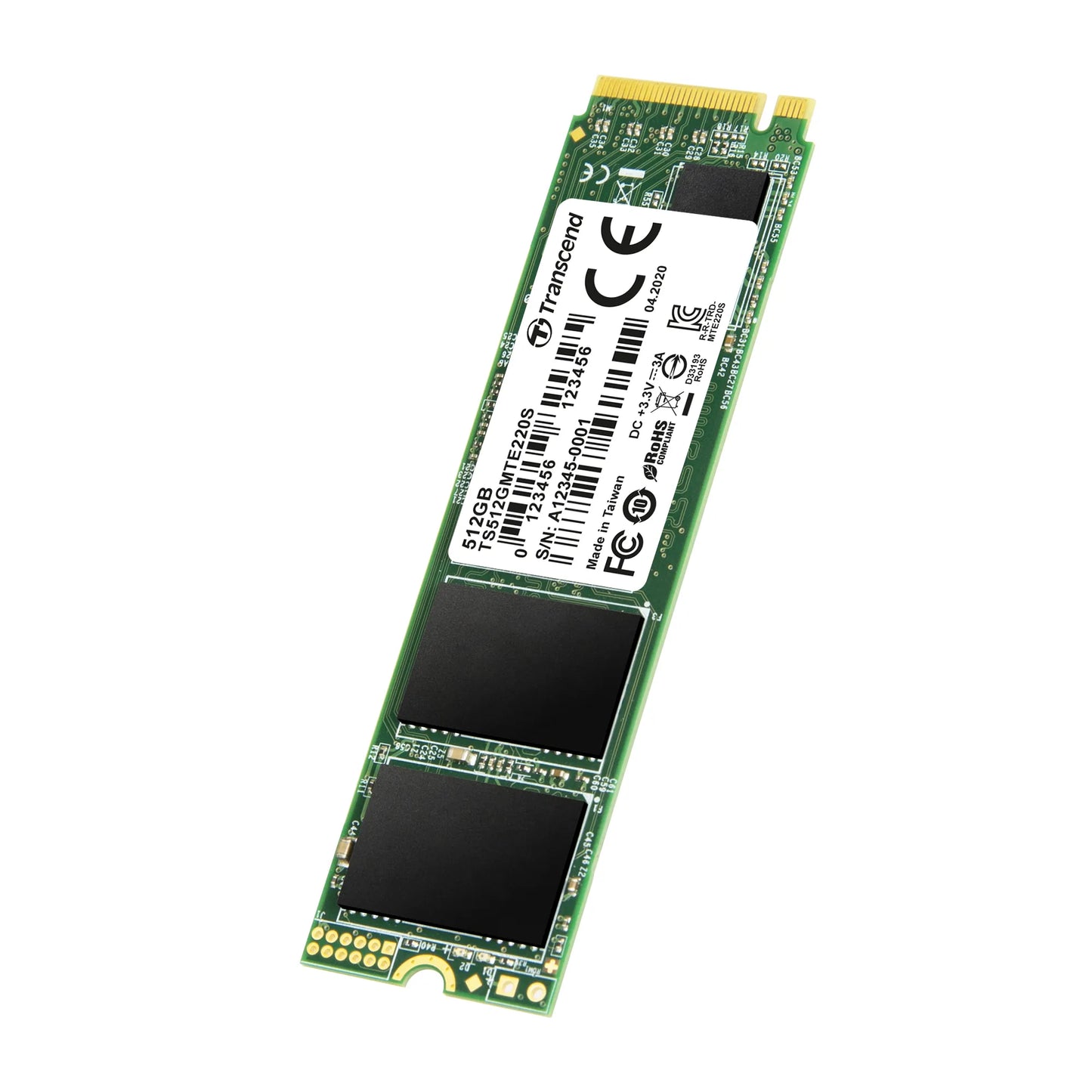TRANSCEND 512GB MTE220S PCI-E GEN 3x4 NVMe M.2 2280 SSD 3D TLC with DRAM cache - 3500 MB/s Read 2500 MB/s Write -1100TBW