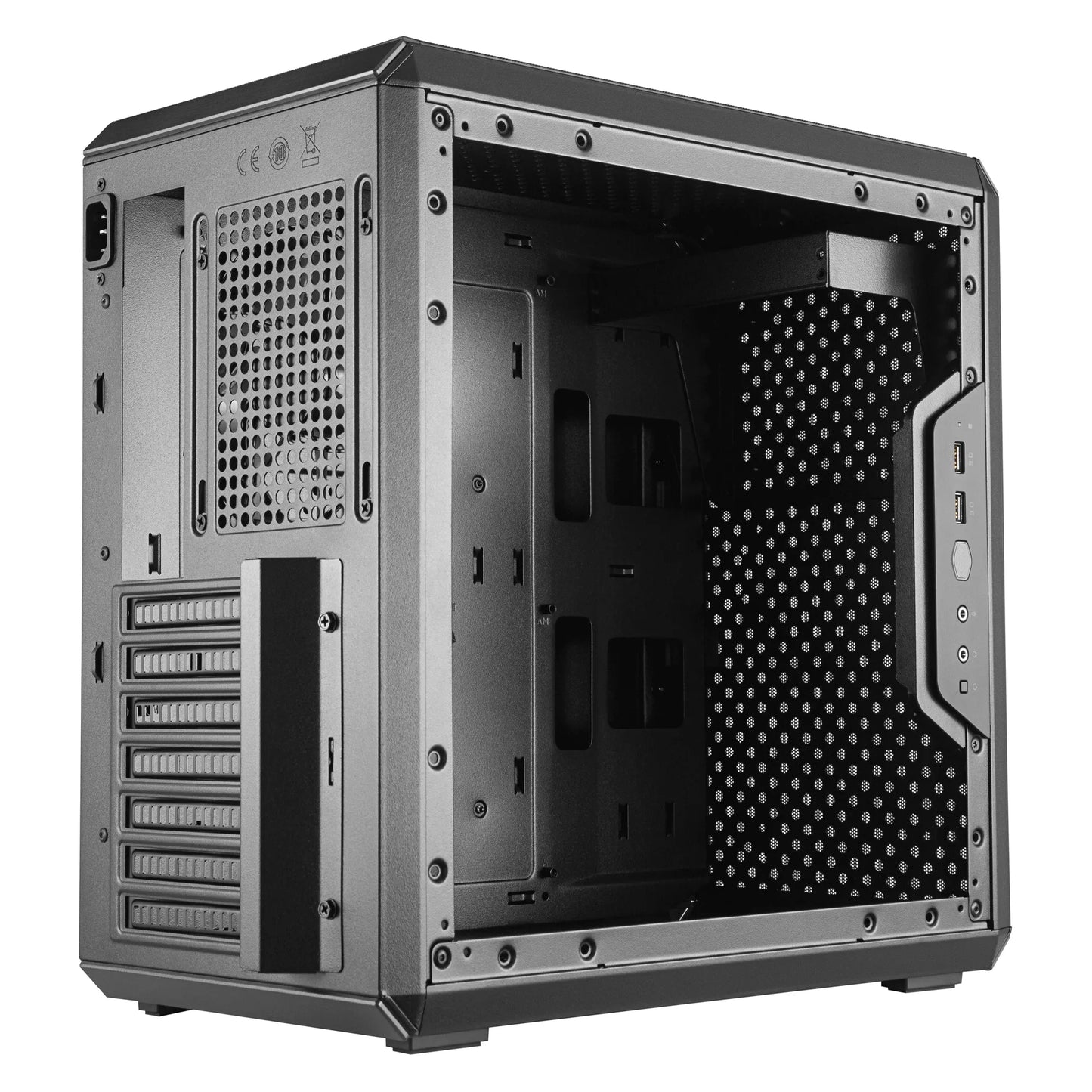 Cooler Master Masterbox Q500L Compact ATX; Orientation & A Movable I/O Panel; Windowed; Fully Perforated Chassis; Magnetic Dust