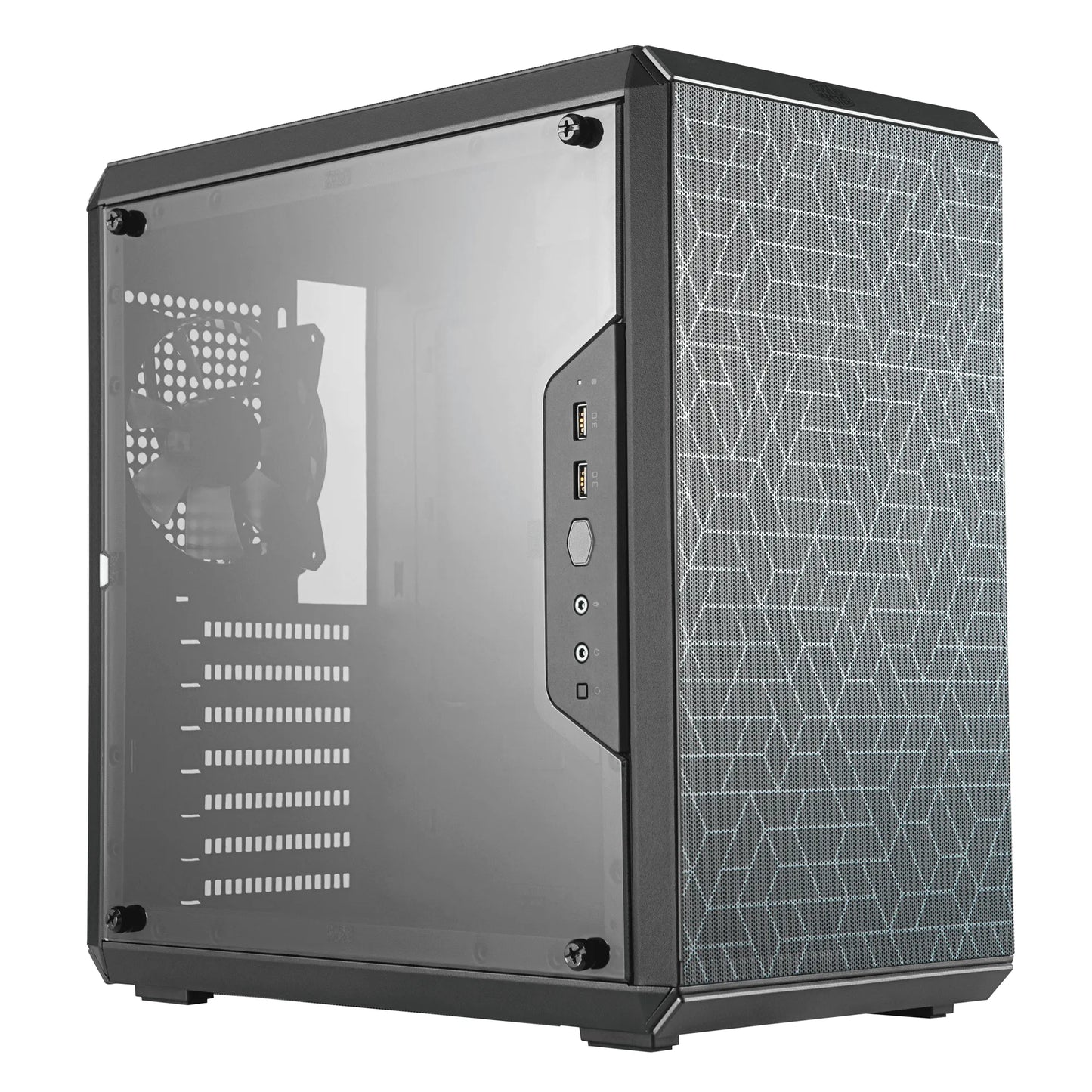 Cooler Master Masterbox Q500L Compact ATX; Orientation & A Movable I/O Panel; Windowed; Fully Perforated Chassis; Magnetic Dust