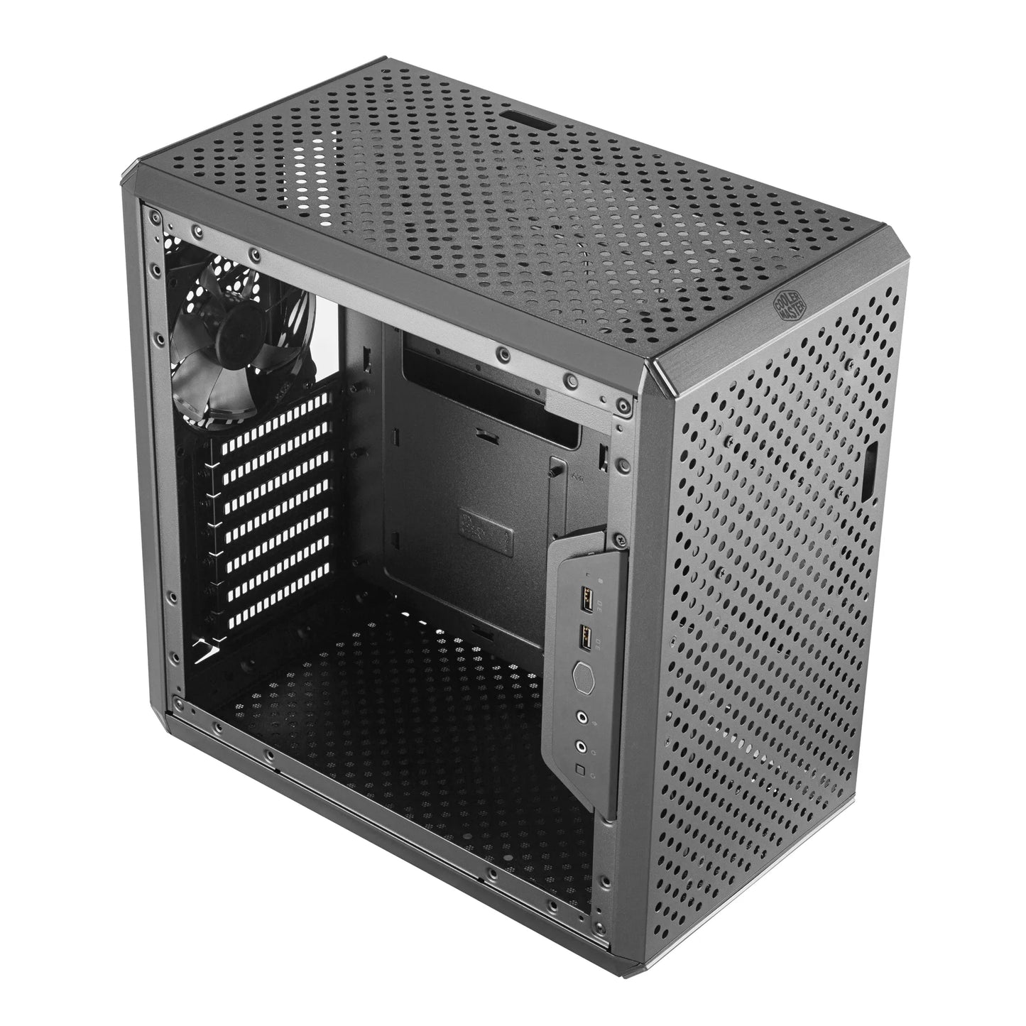 Cooler Master Masterbox Q500L Compact ATX; Orientation & A Movable I/O Panel; Windowed; Fully Perforated Chassis; Magnetic Dust