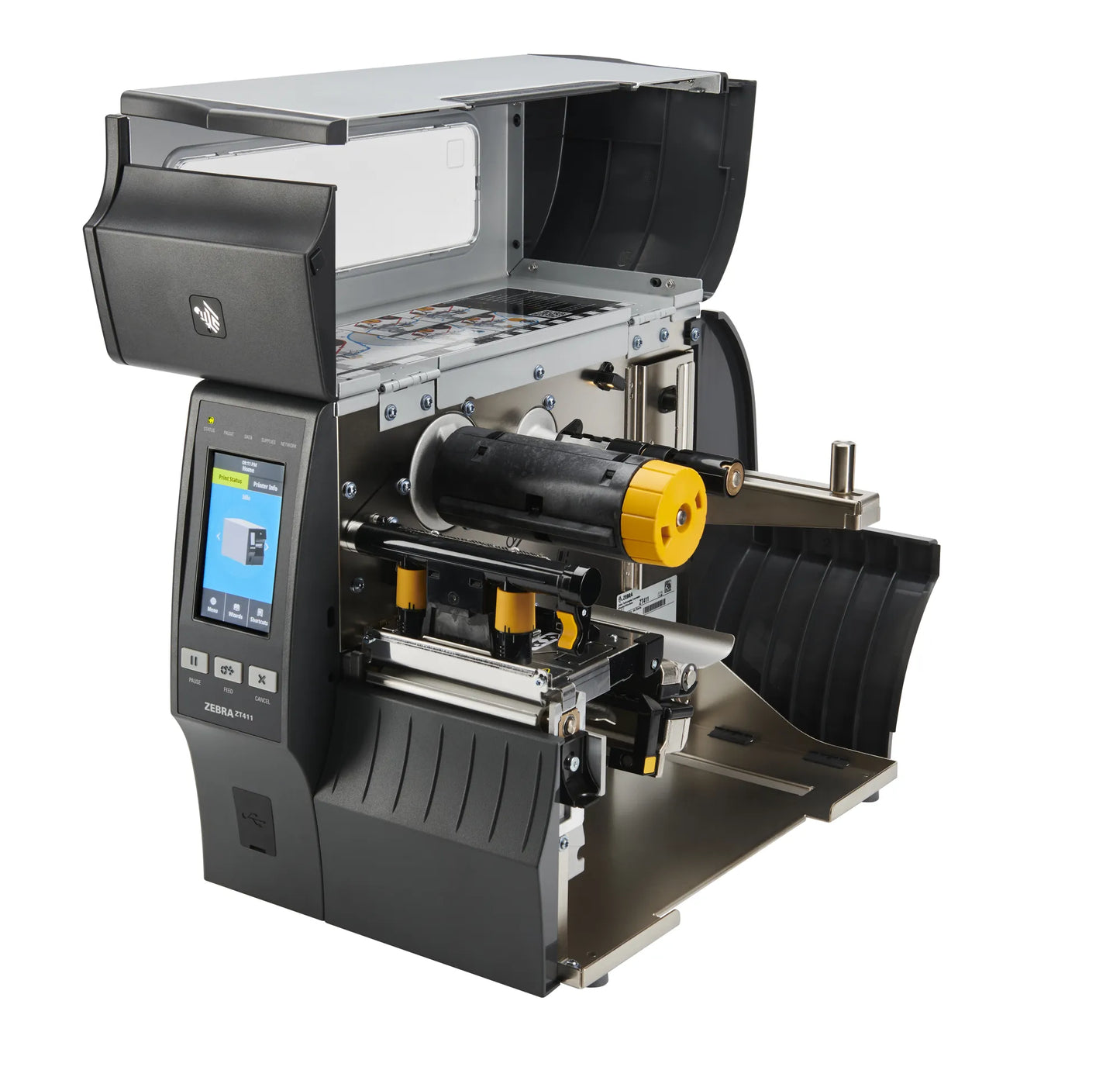 TT Printer ZT411; 4''; 600 dpi; Euro and UK cord; Serial; USB; 10/100 Ethernet; Bluetooth 4.1/MFi; USB Host; EZPL