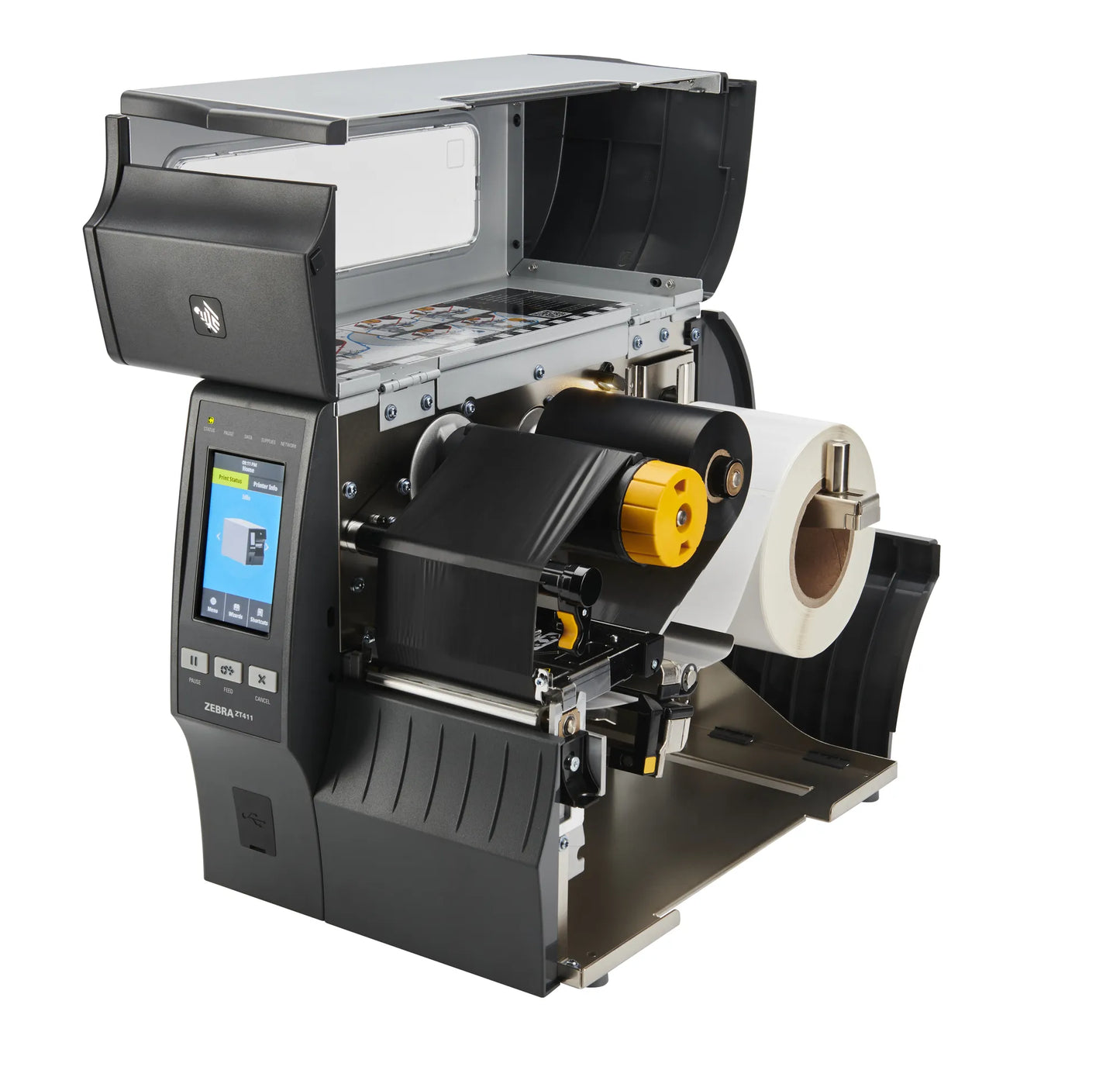 TT Printer ZT411; 4''; 600 dpi; Euro and UK cord; Serial; USB; 10/100 Ethernet; Bluetooth 4.1/MFi; USB Host; EZPL
