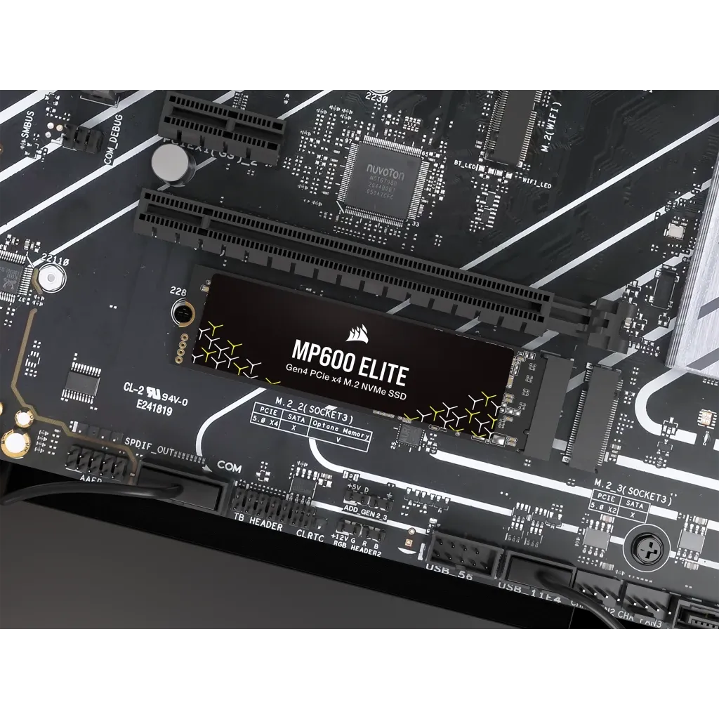 Corsair MP600 ELITE 2TB Gen4 PCIe x4 NVMe M.2 SSD (no heatsink); Read Up To 7000MB/s; Write up to 6500MB/s
