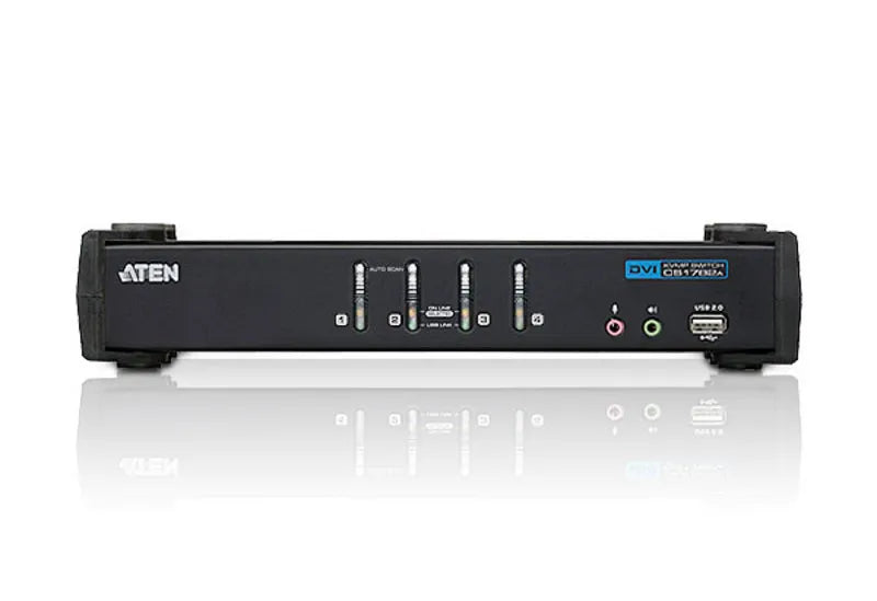 ATEN 4-Port USB2.0 DVI/Audio KVMP Switch/W/(US/EU/OUT) ADP. ATEN; Cables Included