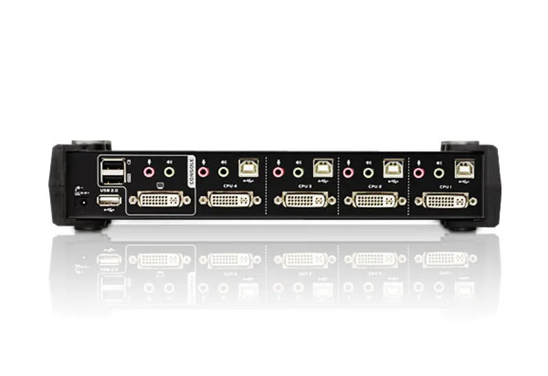 ATEN 4-Port USB2.0 DVI/Audio KVMP Switch/W/(US/EU/OUT) ADP. ATEN; Cables Included