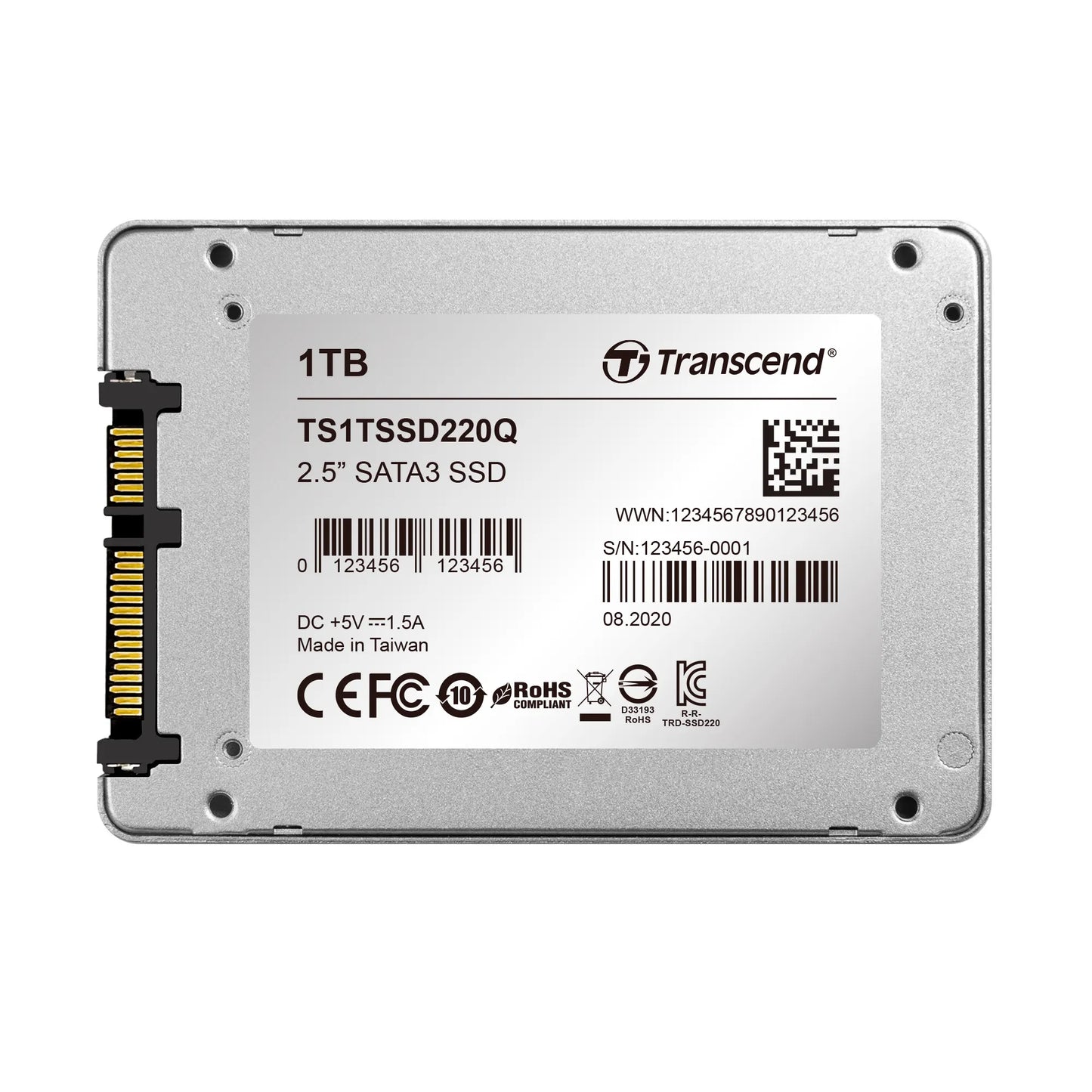 TRANSCEND 1TB SSD220Q 2.5'' SSD DRIVE - SATA III QLC with SLC cache - 550MB/s Read 500MB/s Write - 200 TBW