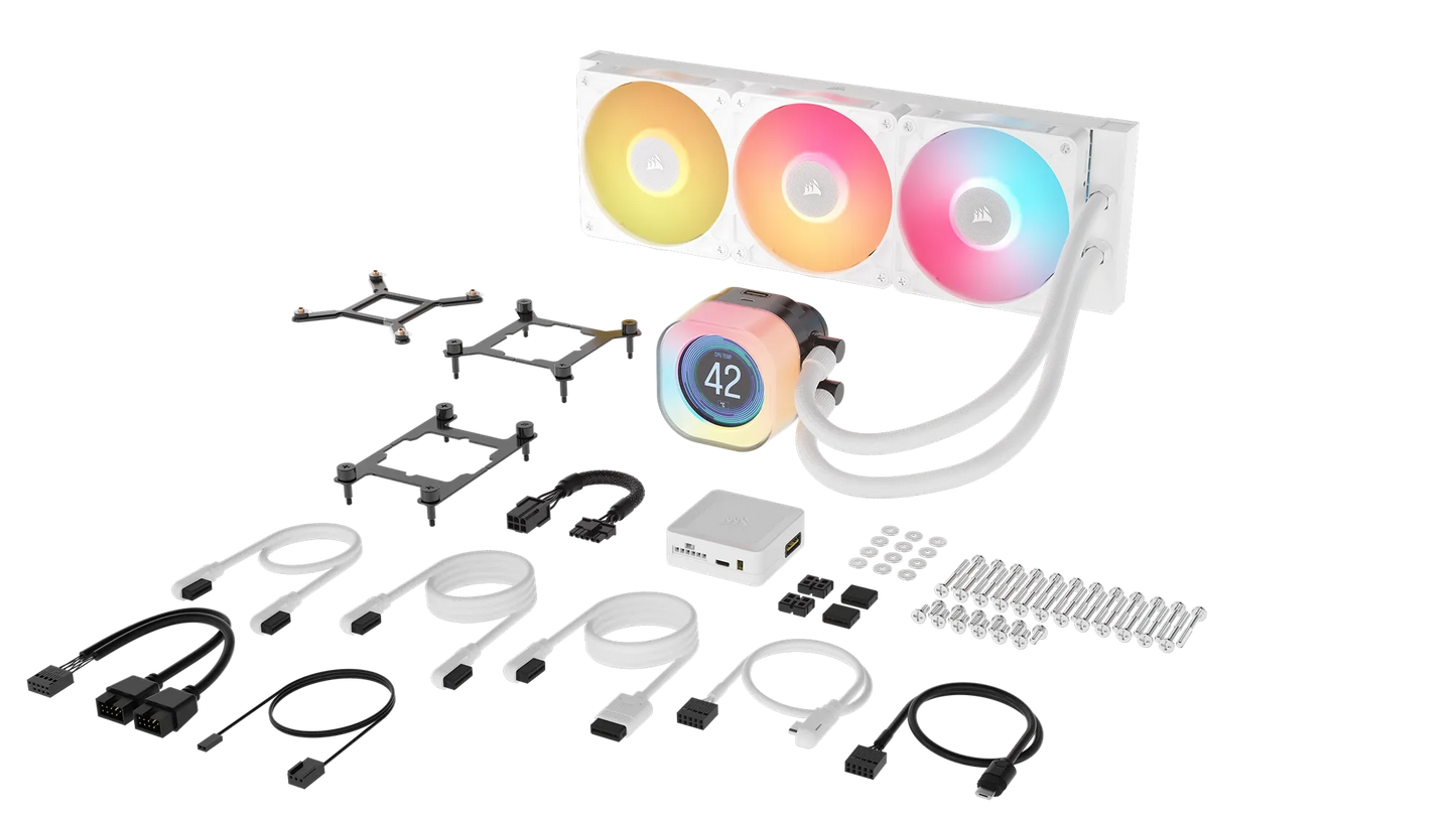 Corsair iCUE LINK TITAN 360 RX LCD Liquid CPU Cooler - White – RX120 RGB Fans – Fits Intel® LGA 1851/1700; AMD® AM5/AM4.