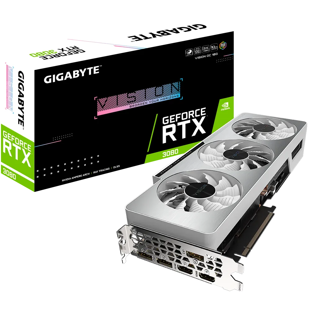 GIGABYTE nVidia RTX 3080 VISION OC - 10GB GDDR6X 3xDP/ 2x HDMI. V2.0