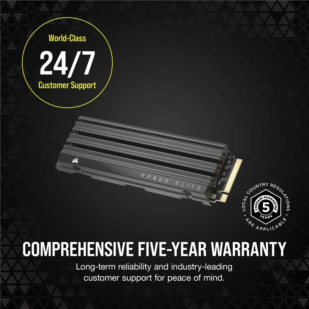 Corsair MP600 ELITE 2TB Gen4 PCIe x4 NVMe M.2 SSD with heatsink; Read Up To 7000MB/s; Write up to 6500MB/s