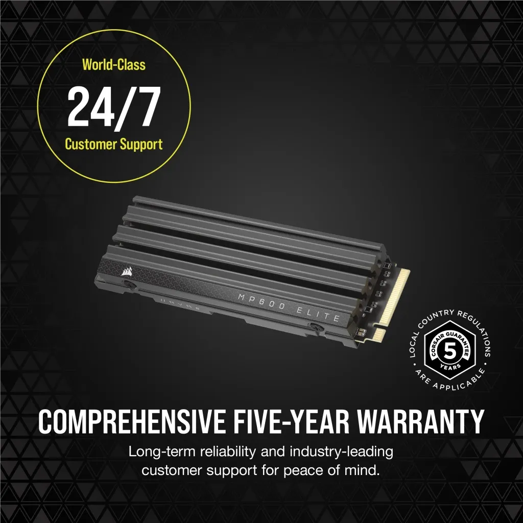 Corsair MP600 ELITE 2TB Gen4 PCIe x4 NVMe M.2 SSD with heatsink; Read Up To 7000MB/s; Write up to 6500MB/s