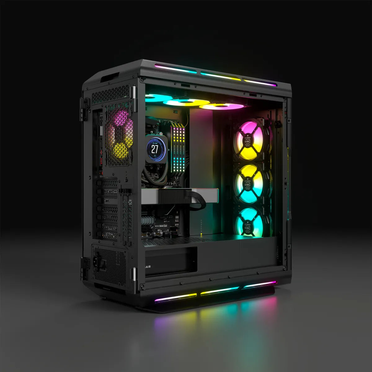 5000T RGB Black Tempered Glass Mid-Tower; 2x 3.5'' | 4x 2.5'' Drive Bays; Up to 360mm Radiator compatible; 4x 120mm fan incl