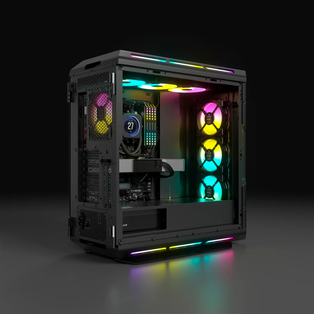 5000T RGB Black Tempered Glass Mid-Tower; 2x 3.5'' | 4x 2.5'' Drive Bays; Up to 360mm Radiator compatible; 4x 120mm fan incl