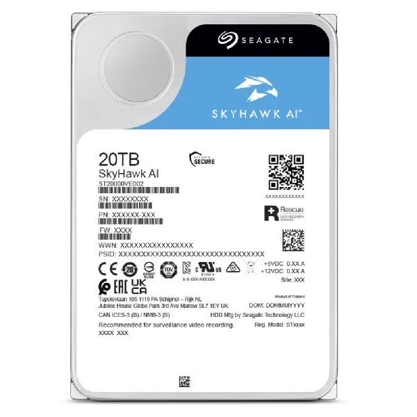 Seagate Skyhawk AI ST12000VE003 12TB 3.5'' HDD Surveillance Drives; SATA 6GB/s Interface; 256MB Cache; RPM: 7200; 512e; 5 Year l