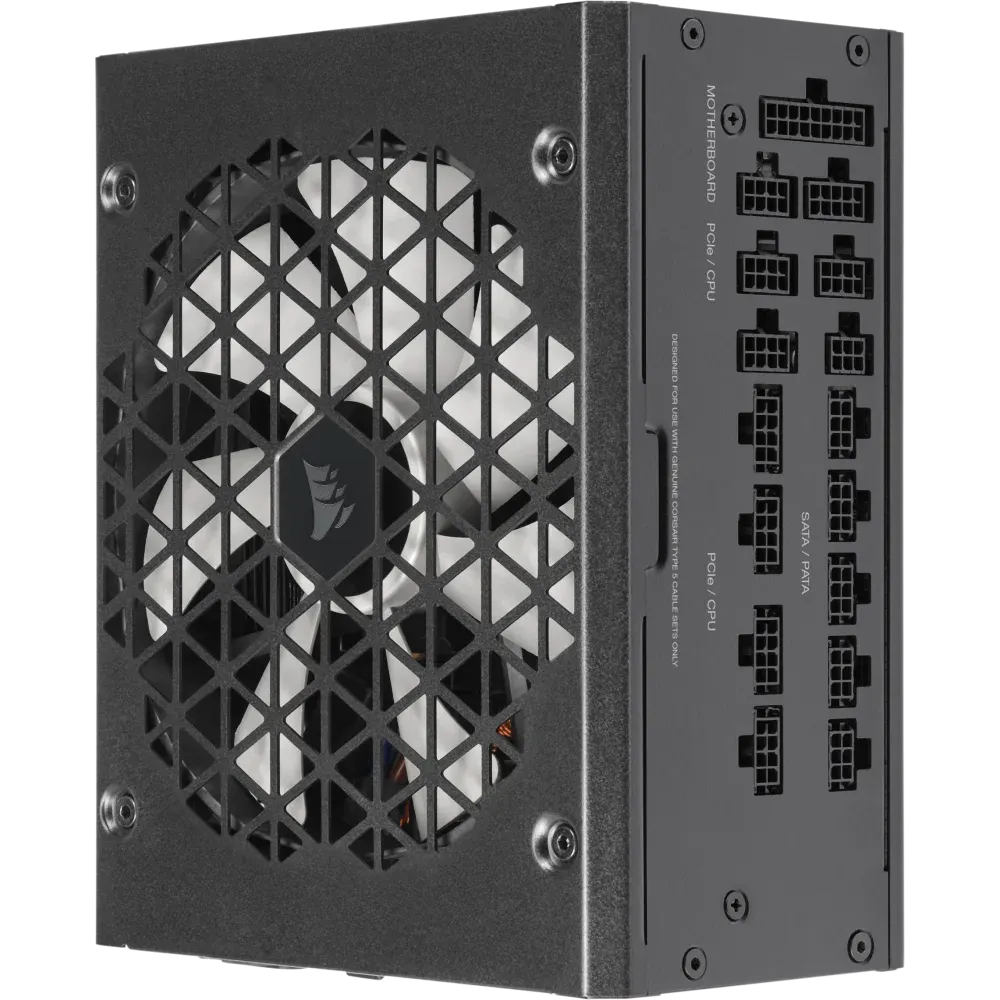 Corsair RM1200x Shift —1200 Watt 80 PLUS Gold;10yr Warranty. ATX (1); EPS (2);PCI-E (4);12VHPWR (1);PATA (8);SATA (12)