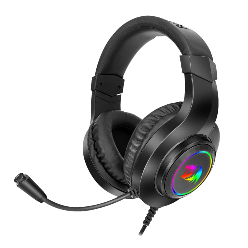 REDRAGON Over-Ear HYLAS Aux (Mic and Headset)|USB (Power Only)
 RGB Gaming Headset - Black