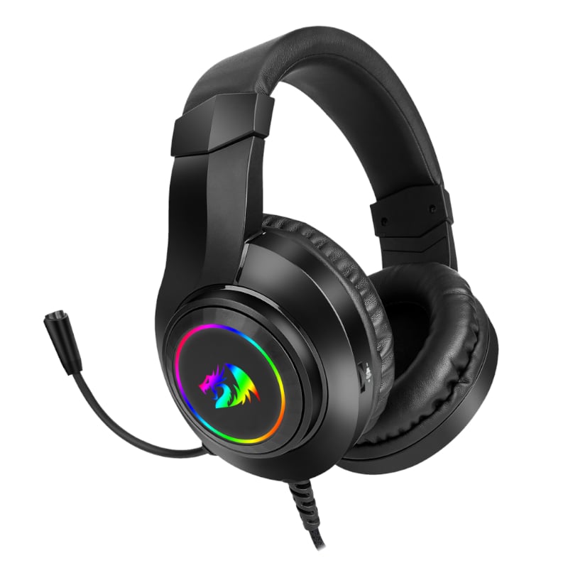 REDRAGON Over-Ear HYLAS Aux (Mic and Headset)|USB (Power Only)
 RGB Gaming Headset - Black