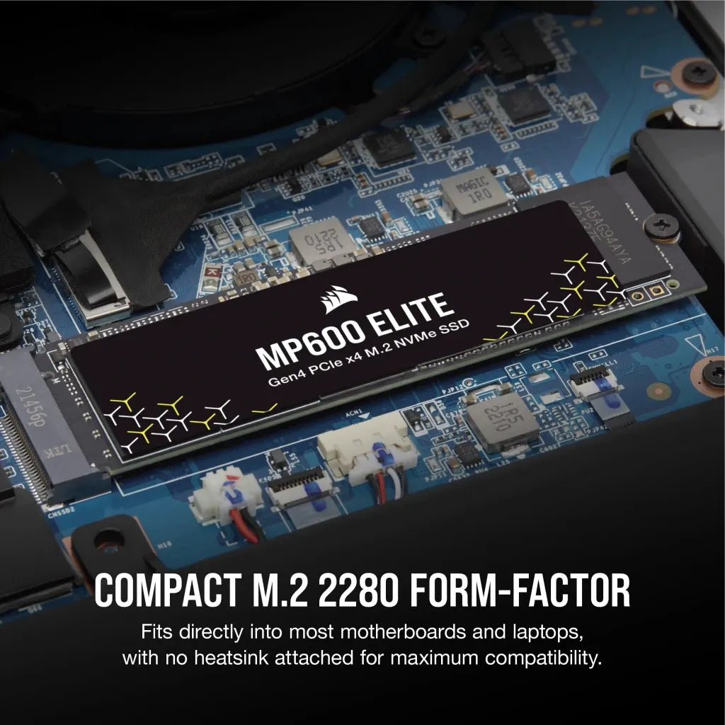 Corsair MP600 ELITE 2TB Gen4 PCIe x4 NVMe M.2 SSD (no heatsink); Read Up To 7000MB/s; Write up to 6500MB/s