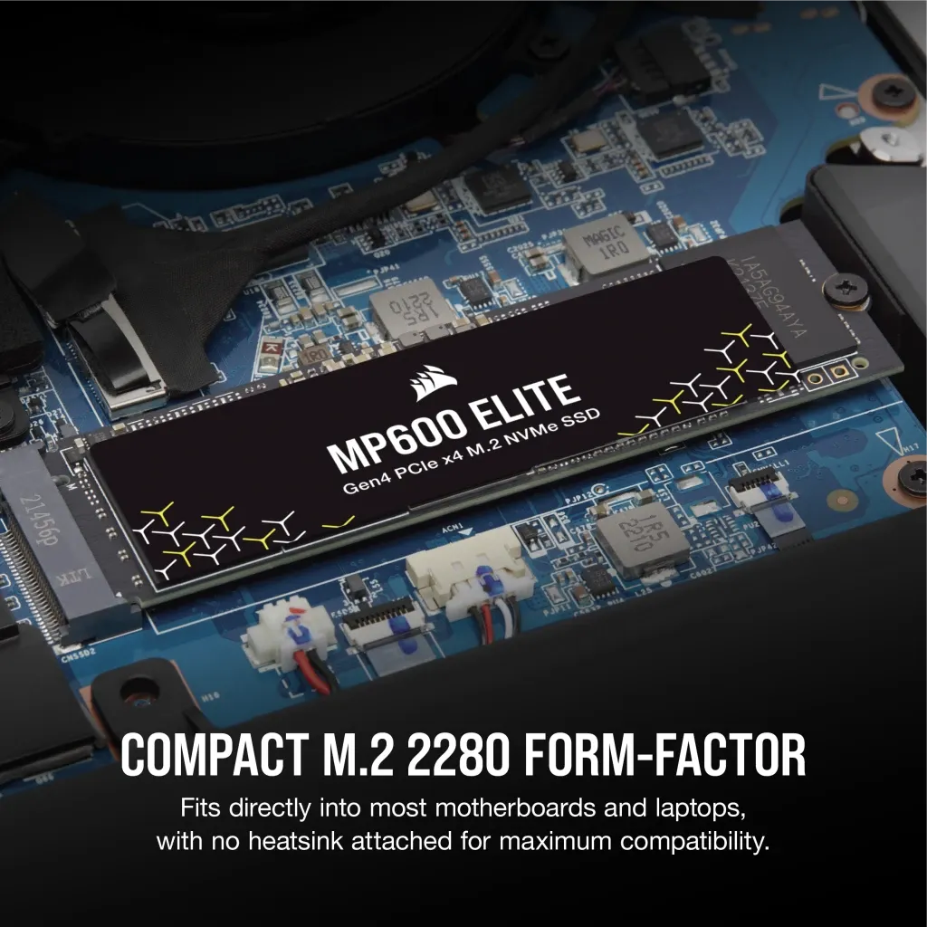Corsair MP600 ELITE 2TB Gen4 PCIe x4 NVMe M.2 SSD (no heatsink); Read Up To 7000MB/s; Write up to 6500MB/s