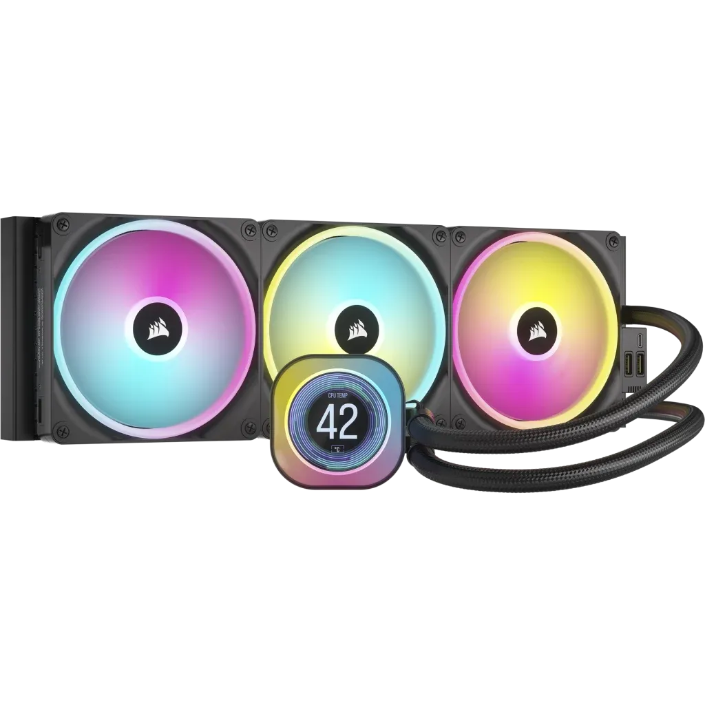 Corsair iCUE LINK H170i LCD Liquid CPU Cooler - QX140 RGB Fans - Large 420mm Radiator - Fits Intel® LGA 1700; AMD® AM5; Hub Incl