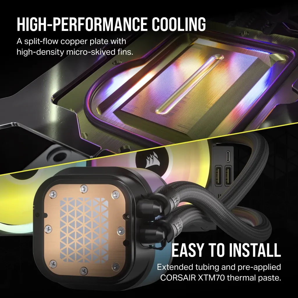 Corsair iCUE LINK H150i LCD Liquid CPU Cooler - QX120 RGB Fans - 360mm Radiator - Fits Intel® LGA 1700; AMD® AM5 - iCUE LINK Sys